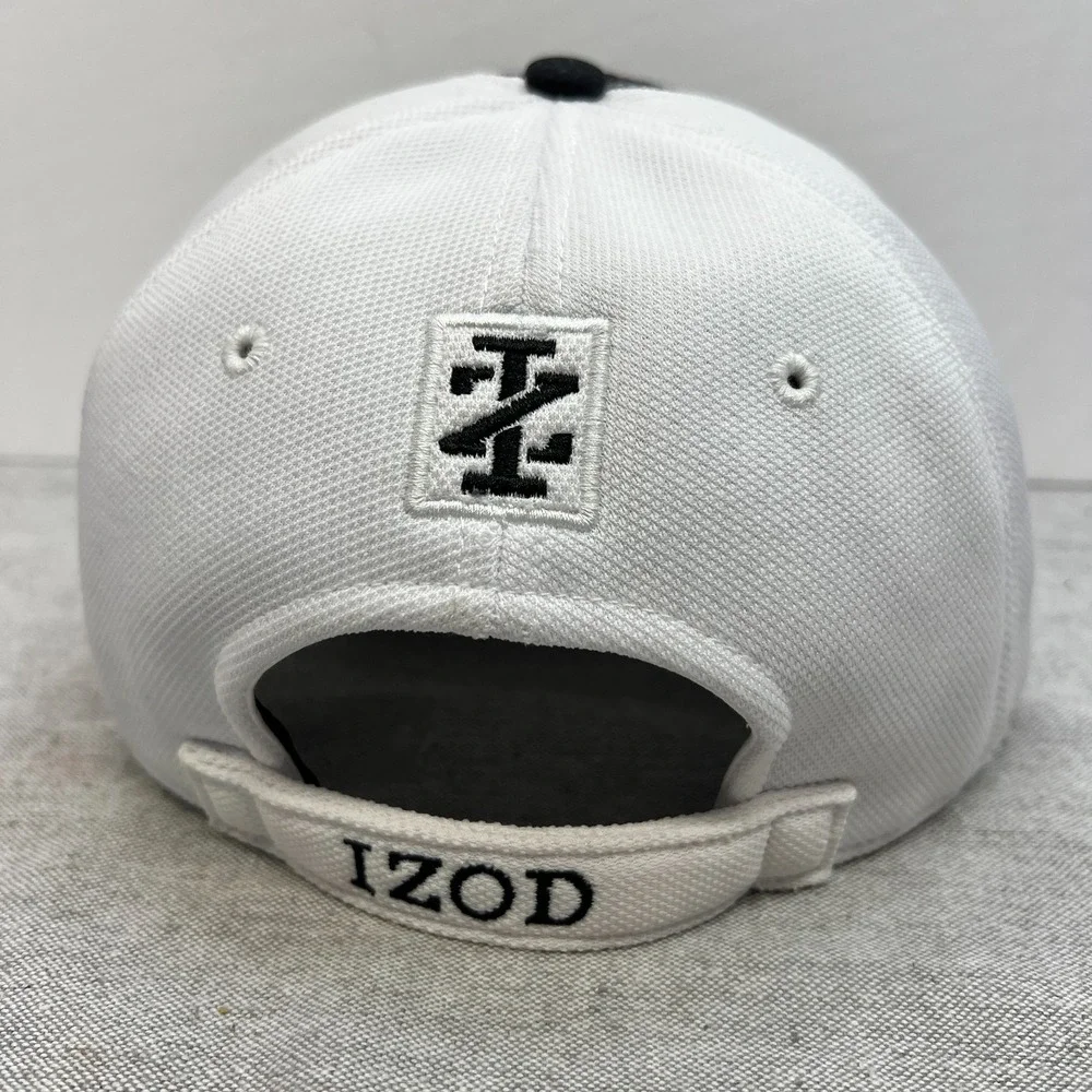 IZOD Black and White Embroidered Logo Baseball Cap Hat One Size